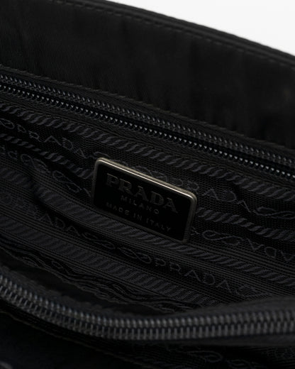 90s PRADA Black Tessuto Nylon Shoulder Bag