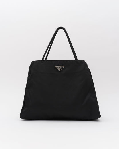 90s PRADA Black Tessuto Nylon Shoulder Bag