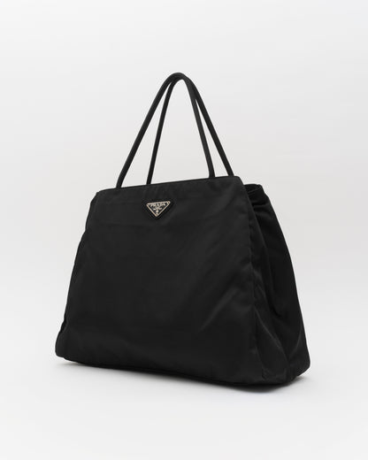 90s PRADA Black Tessuto Nylon Shoulder Bag