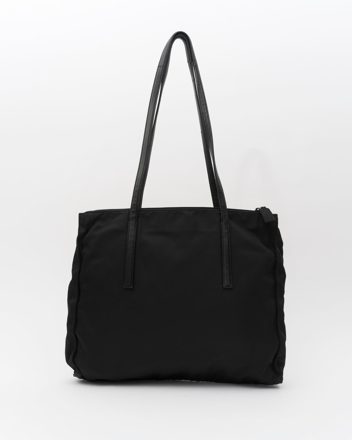90s PRADA Black Tessuto Leather Trim Shoulder Bag