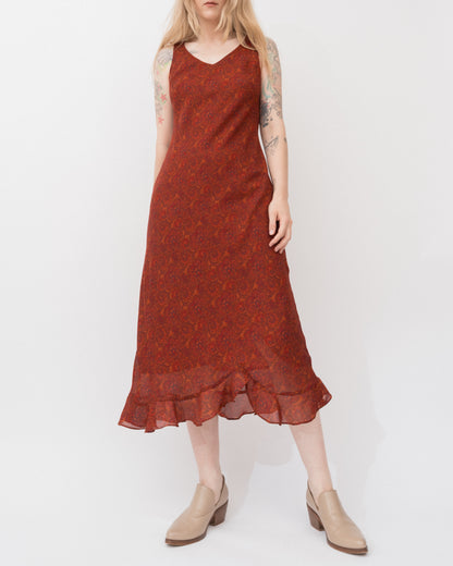 Vintage Paisley Chiffon Dress (S-L)