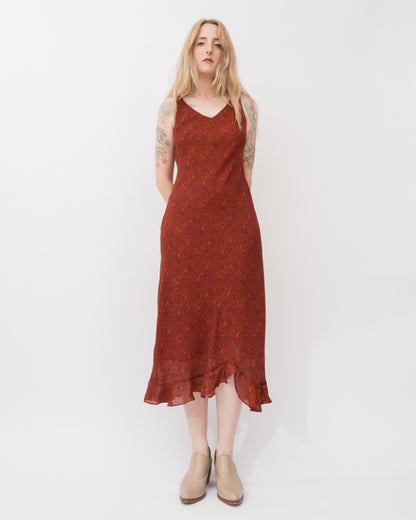 Vintage Paisley Chiffon Dress (S-L)