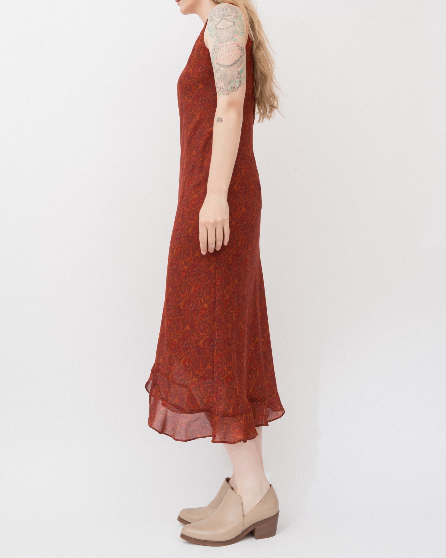 Vintage Paisley Chiffon Dress (S-L)