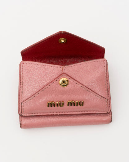 2000s MIU MIU Pink Madras Love Letter Mini Envelope Wallet