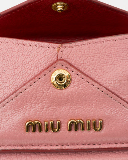 2000s MIU MIU Pink Madras Love Letter Mini Envelope Wallet