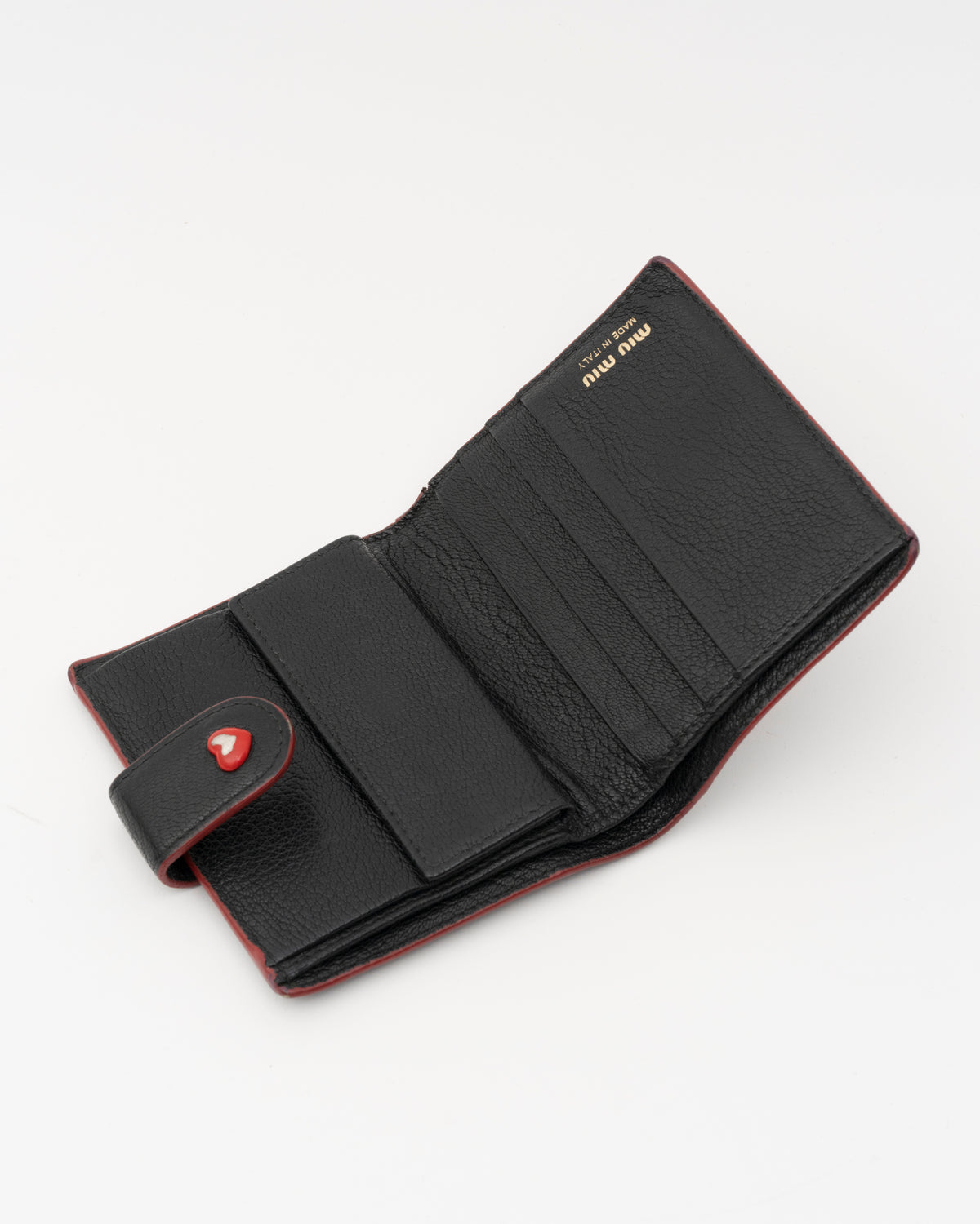 2019 MIU MIU Madras Forever Enamel Heart Compact Wallet