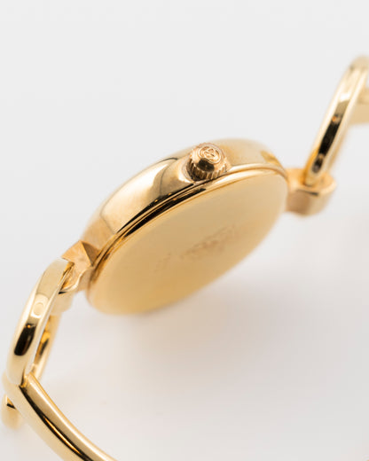 90s GUCCI 1600L Gold Horsebit Watch w/Black Dial