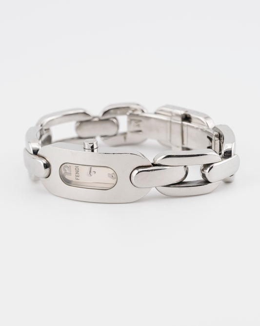2000s FENDI 3400L Silver Chunky Chain Watch