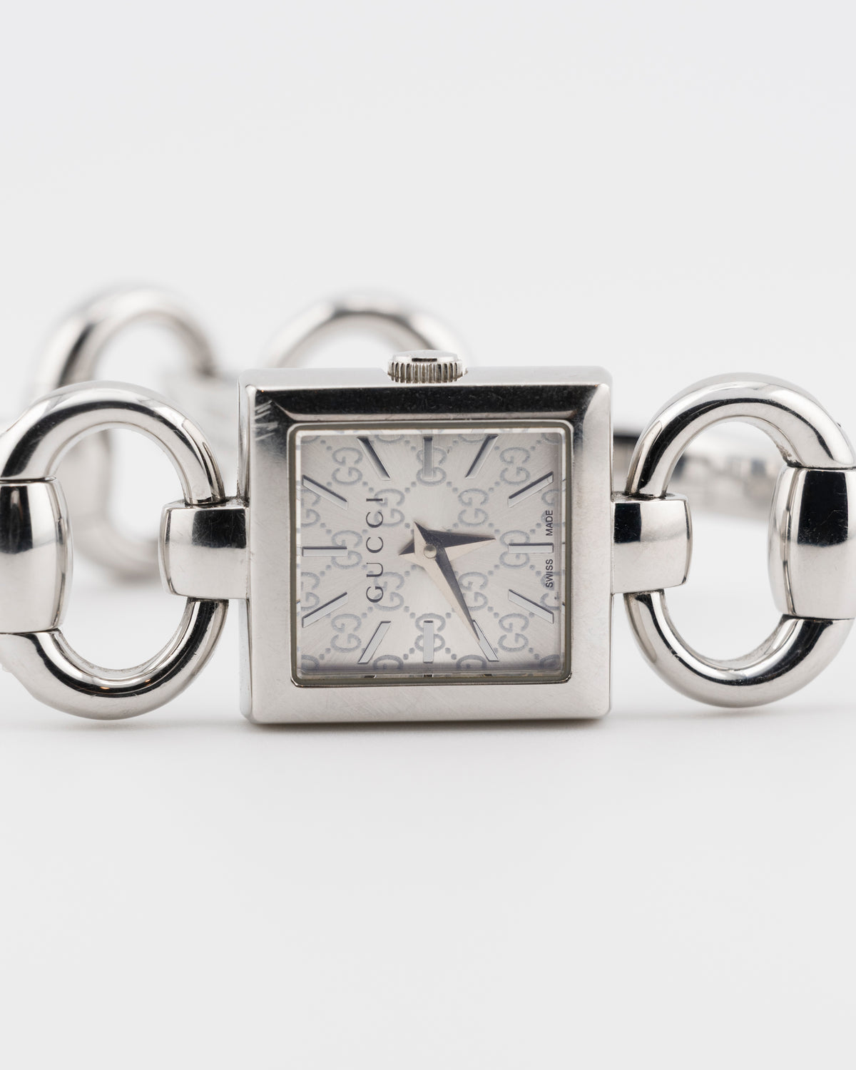 2000s GUCCI 120 Tornabuoni Silver GG Monogram Dial Watch