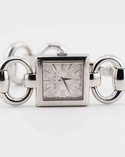 2000s GUCCI 120 Tornabuoni Silver GG Monogram Dial Watch