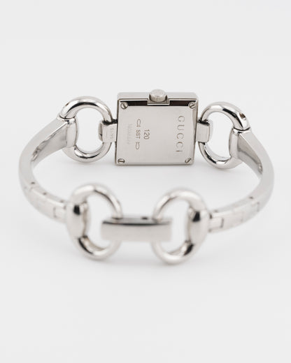 2000s GUCCI 120 Tornabuoni Silver GG Monogram Dial Watch