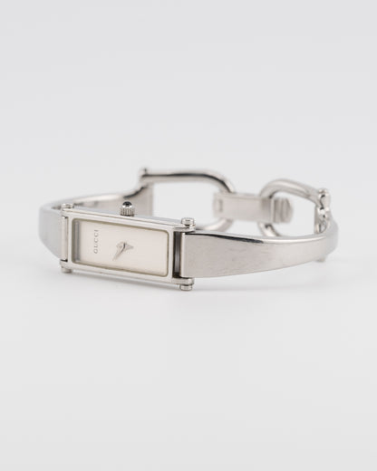 90s GUCCI 1500L Silver Bangle Watch