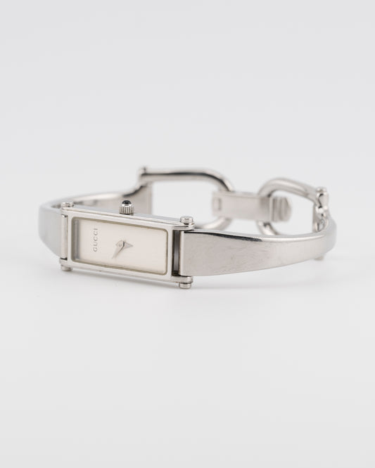 90s GUCCI 1500L Silver Bangle Watch