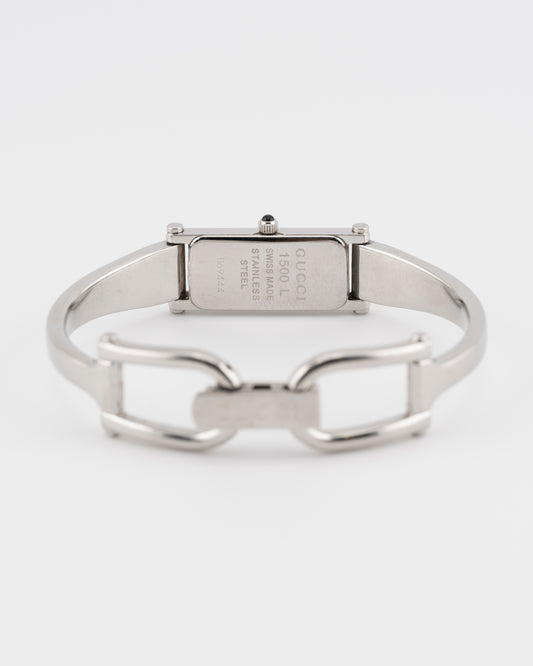 90s GUCCI 1500L Silver Bangle Watch