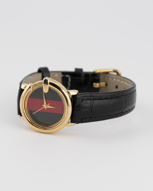 80s Rare GUCCI 3000L G-Bezel Gold Watch w/Sherry Line Dial