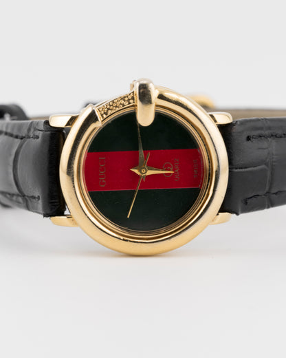 80s Rare GUCCI 3000L G-Bezel Gold Watch w/Sherry Line Dial