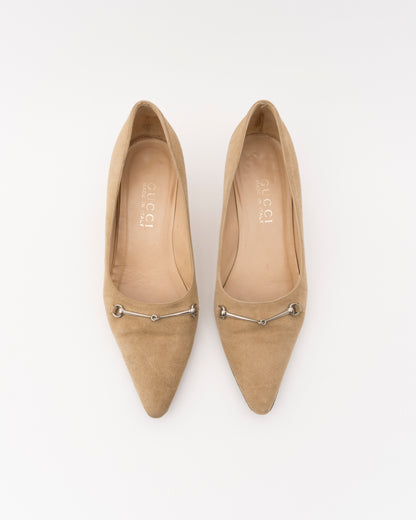 90s GUCCI Tom Ford Era Suede Horsebit Kitten Heels (35.5)