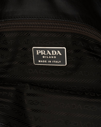 90s PRADA Deep Brown Nappa Leather Tortoiseshell Chain Tote
