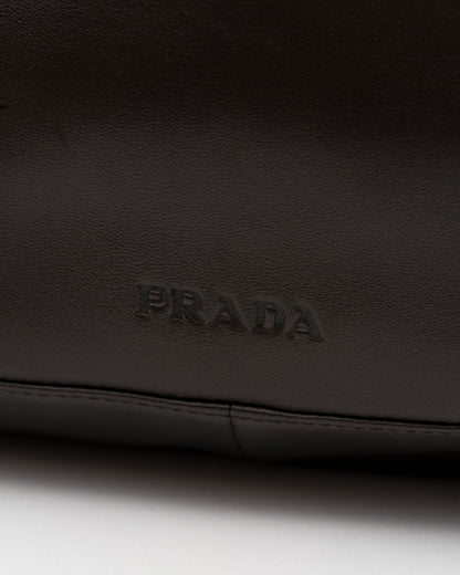 90s PRADA Deep Brown Nappa Leather Tortoiseshell Chain Tote