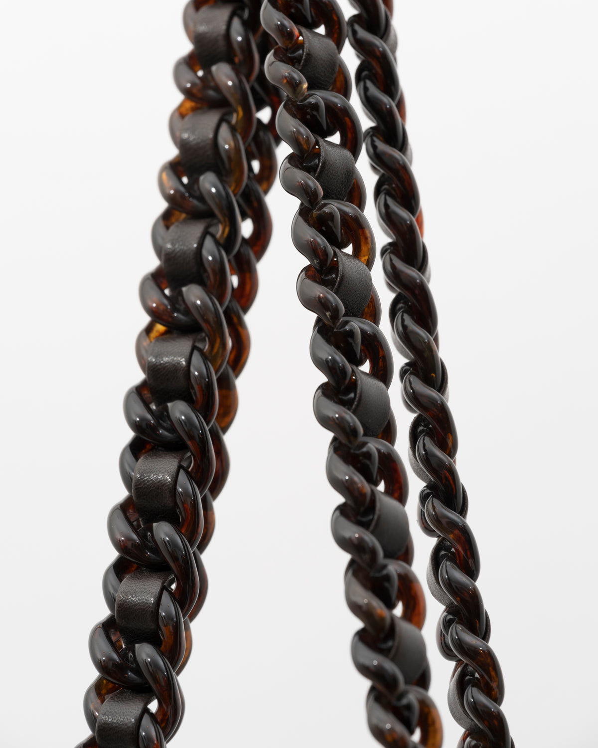 90s PRADA Deep Brown Nappa Leather Tortoiseshell Chain Tote