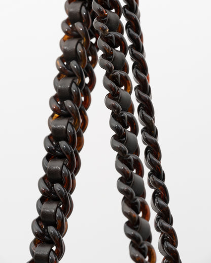 90s PRADA Deep Brown Nappa Leather Tortoiseshell Chain Tote