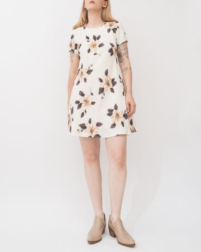 Vintage Cream Floral Dress (S/M)