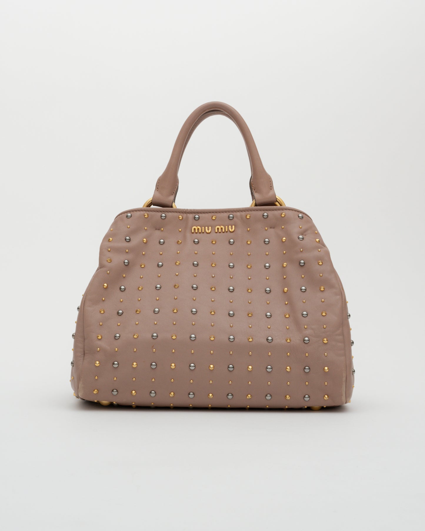2000s MIU MIU Dusty Rose Studded Two-Way Bag