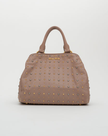 2000s MIU MIU Dusty Rose Studded Two-Way Bag