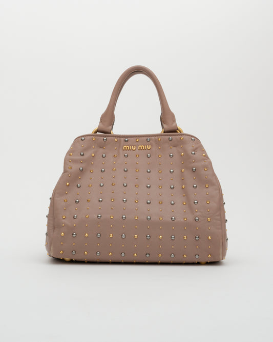 2000s MIU MIU Dusty Rose Studded Two-Way Bag