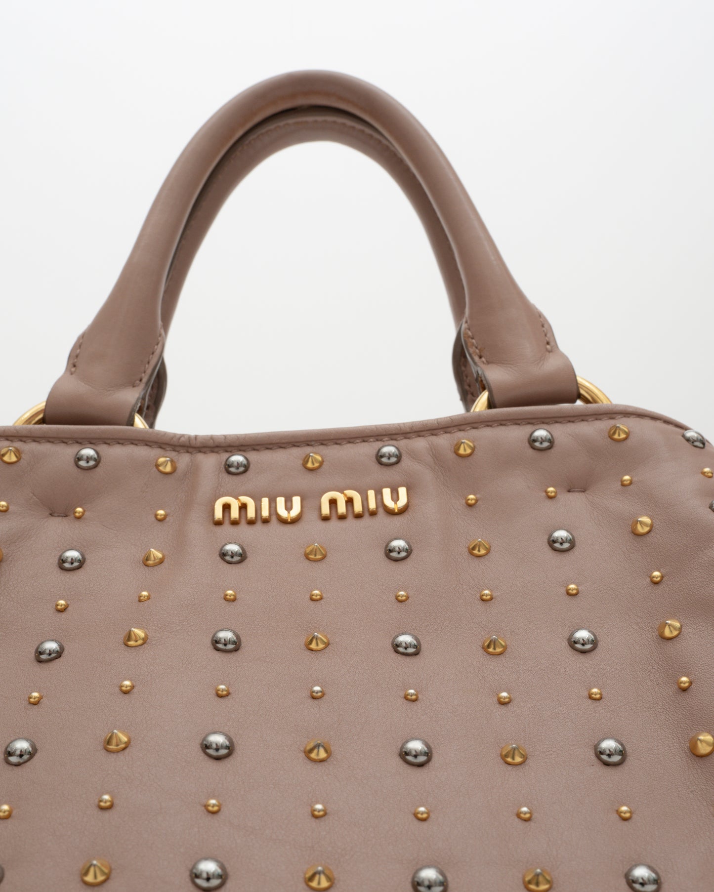 2000s MIU MIU Dusty Rose Studded Two-Way Bag