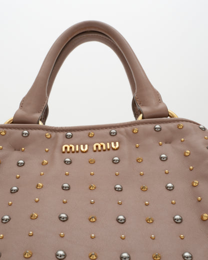 2000s MIU MIU Dusty Rose Studded Two-Way Bag