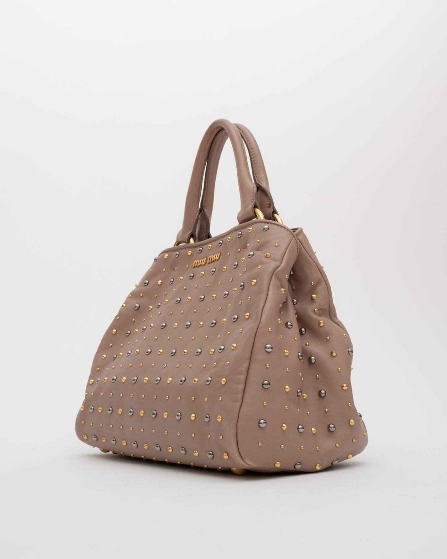2000s MIU MIU Dusty Rose Studded Two-Way Bag