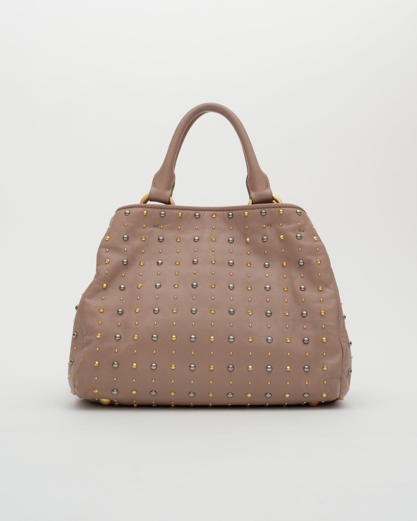 2000s MIU MIU Dusty Rose Studded Two-Way Bag