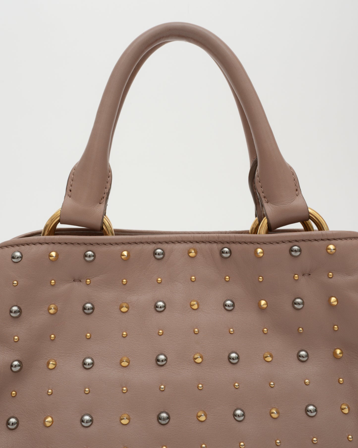 2000s MIU MIU Dusty Rose Studded Two-Way Bag