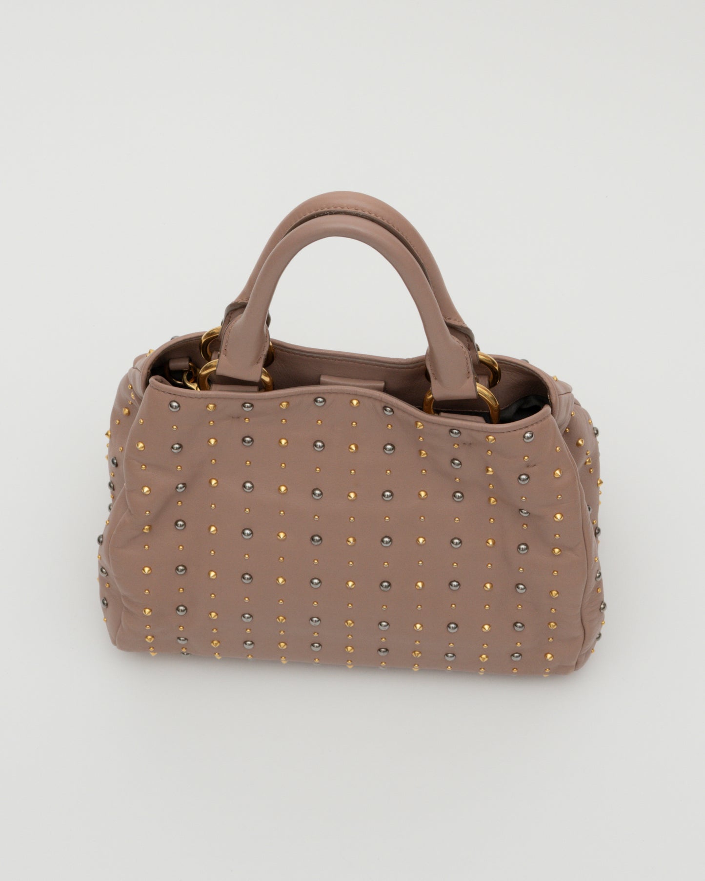 2000s MIU MIU Dusty Rose Studded Two-Way Bag