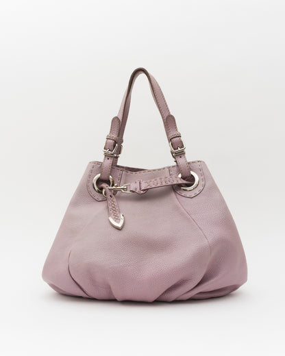 2000s FENDI Selleria Lilac Pebbled Leather Hobo Bag