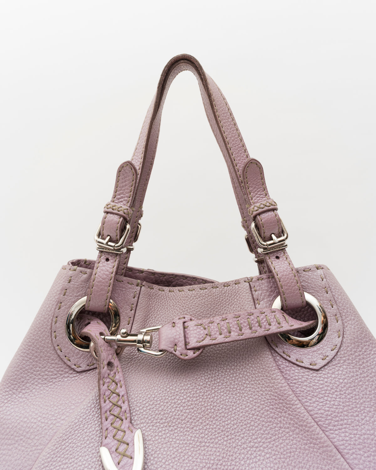 2000s FENDI Selleria Lilac Pebbled Leather Hobo Bag