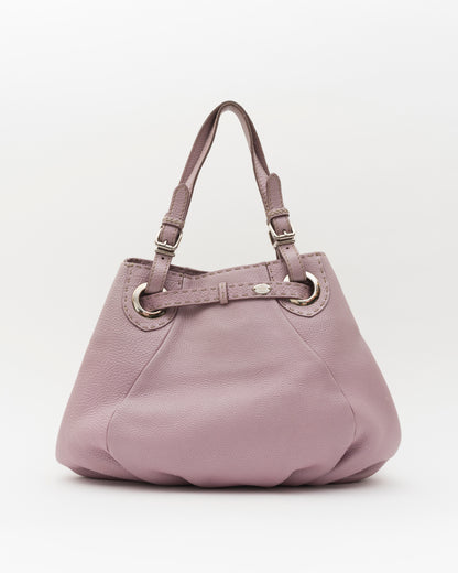 2000s FENDI Selleria Lilac Pebbled Leather Hobo Bag