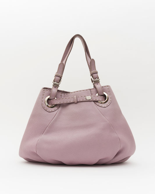 2000s FENDI Selleria Lilac Pebbled Leather Hobo Bag
