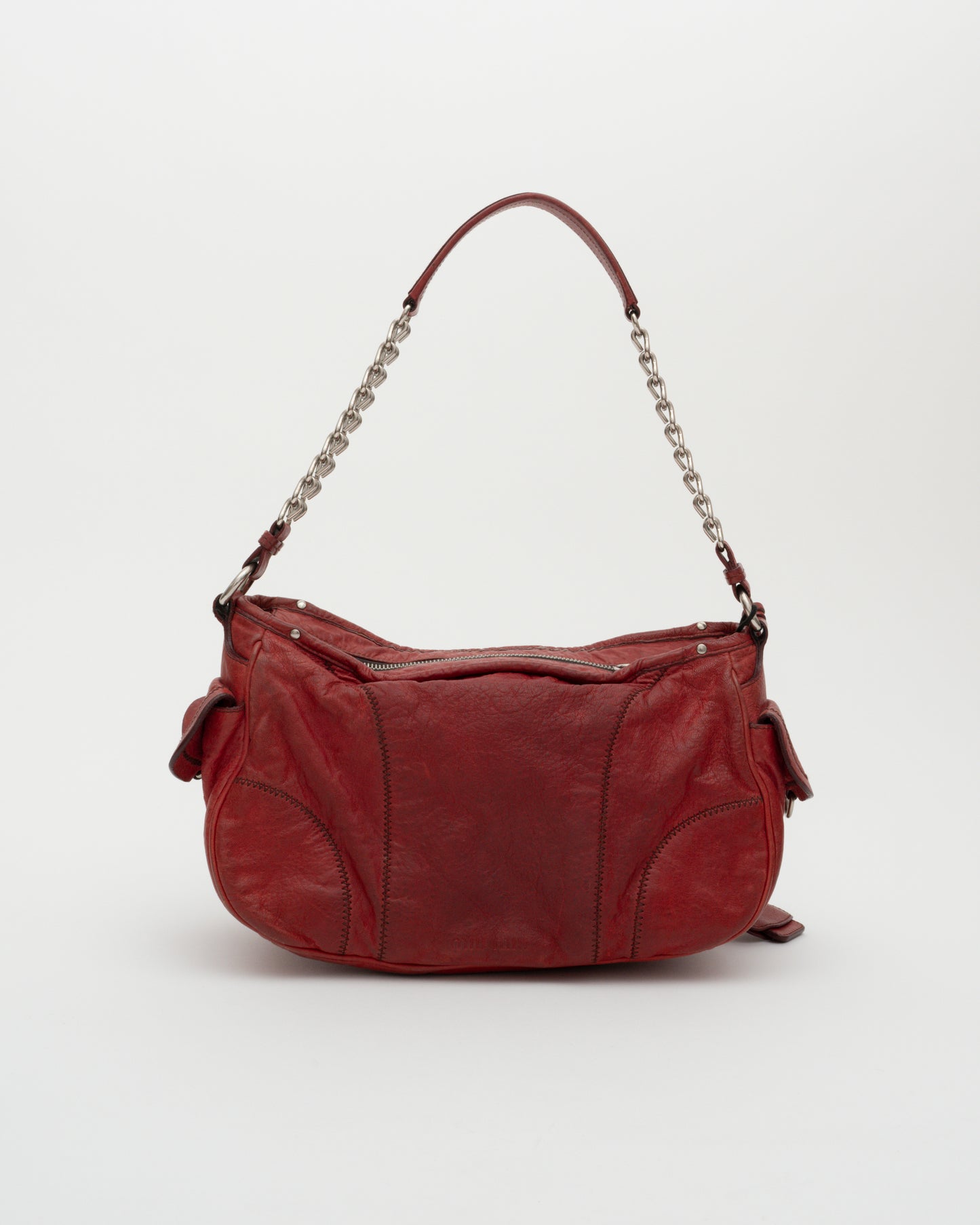 2000s MIU MIU Red Patchwork Leather Bag