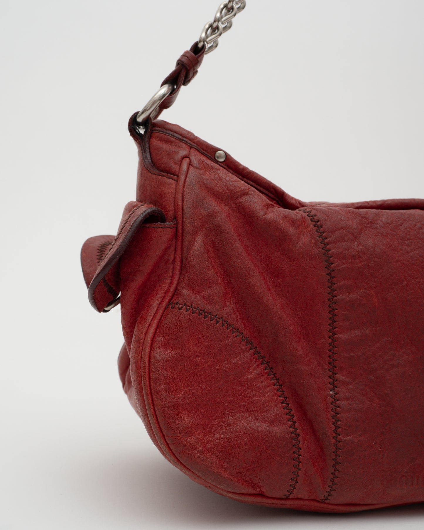 2000s MIU MIU Red Patchwork Leather Bag