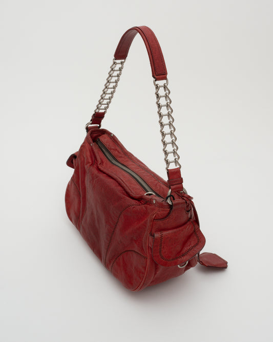 2000s MIU MIU Red Patchwork Leather Bag