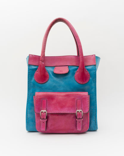 2000s CHLOE Aqua & Bubble Gum Pink Edith Bag