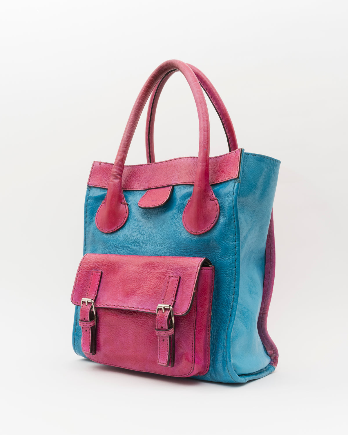 2000s CHLOE Aqua & Bubble Gum Pink Edith Bag