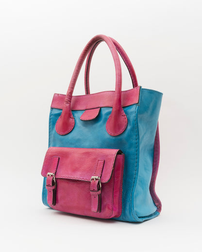 2000s CHLOE Aqua & Bubble Gum Pink Edith Bag