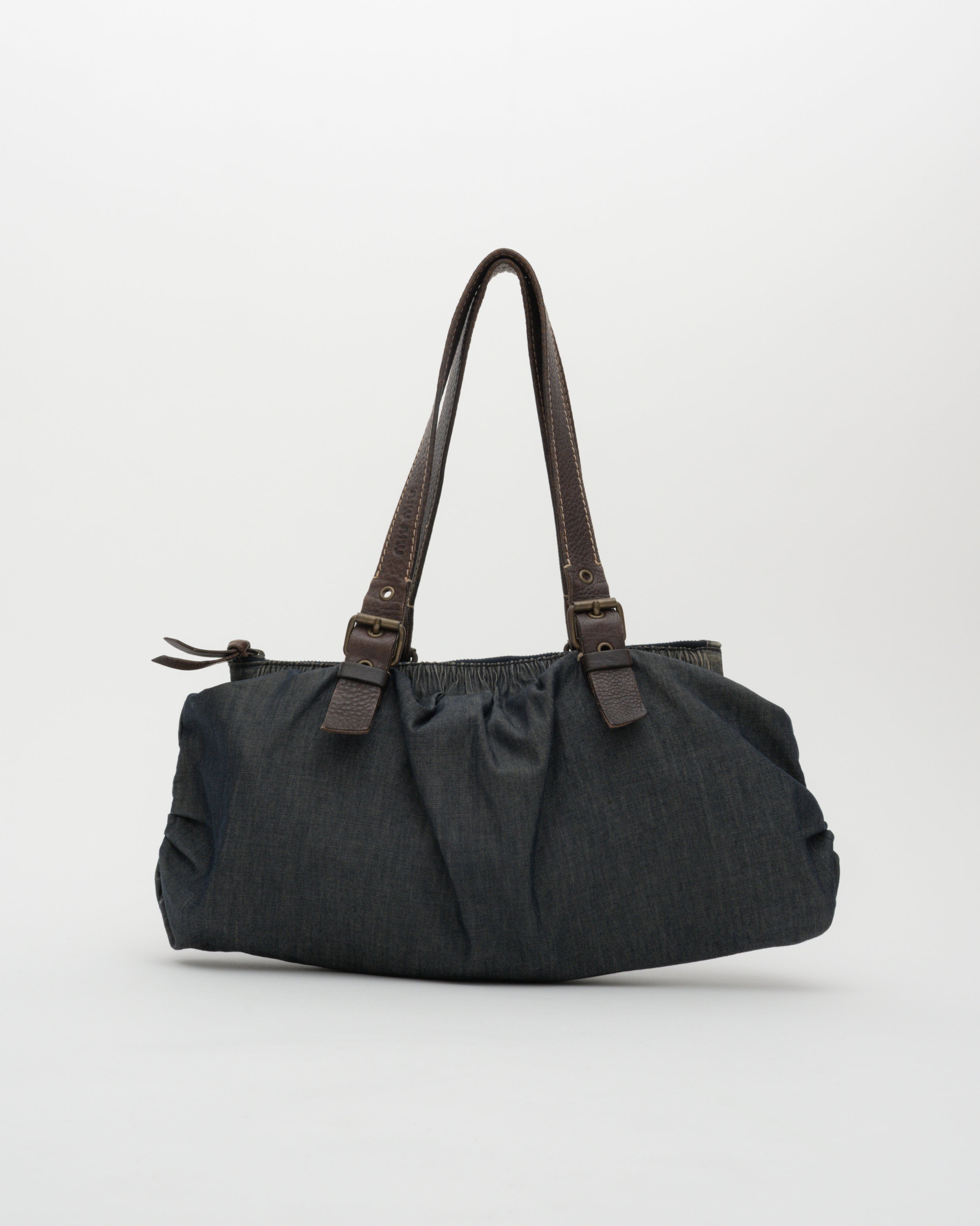 2000s MIU MIU Ruched Denim Bowling Bag – Closed Caption