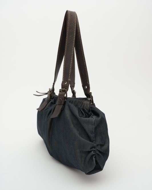 2000s MIU MIU Ruched Denim Bowling Bag
