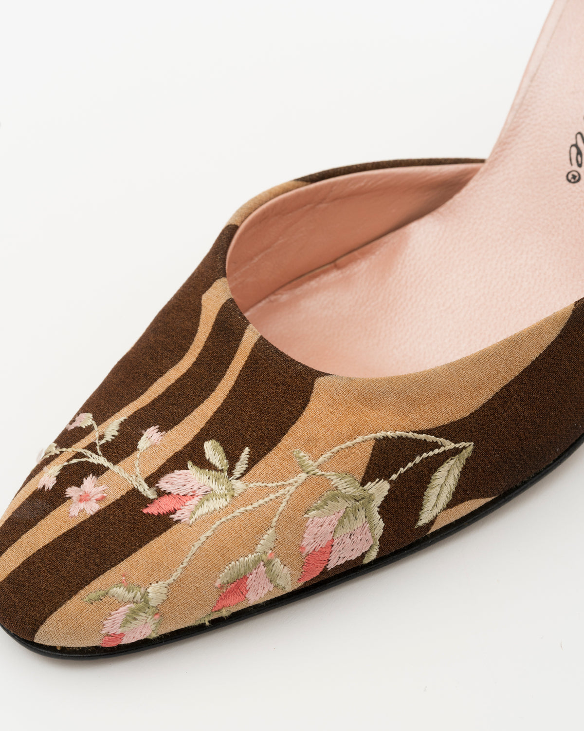 2000s BLUMARINE Zebra Jacquard & Floral Embroidered Mules (37)