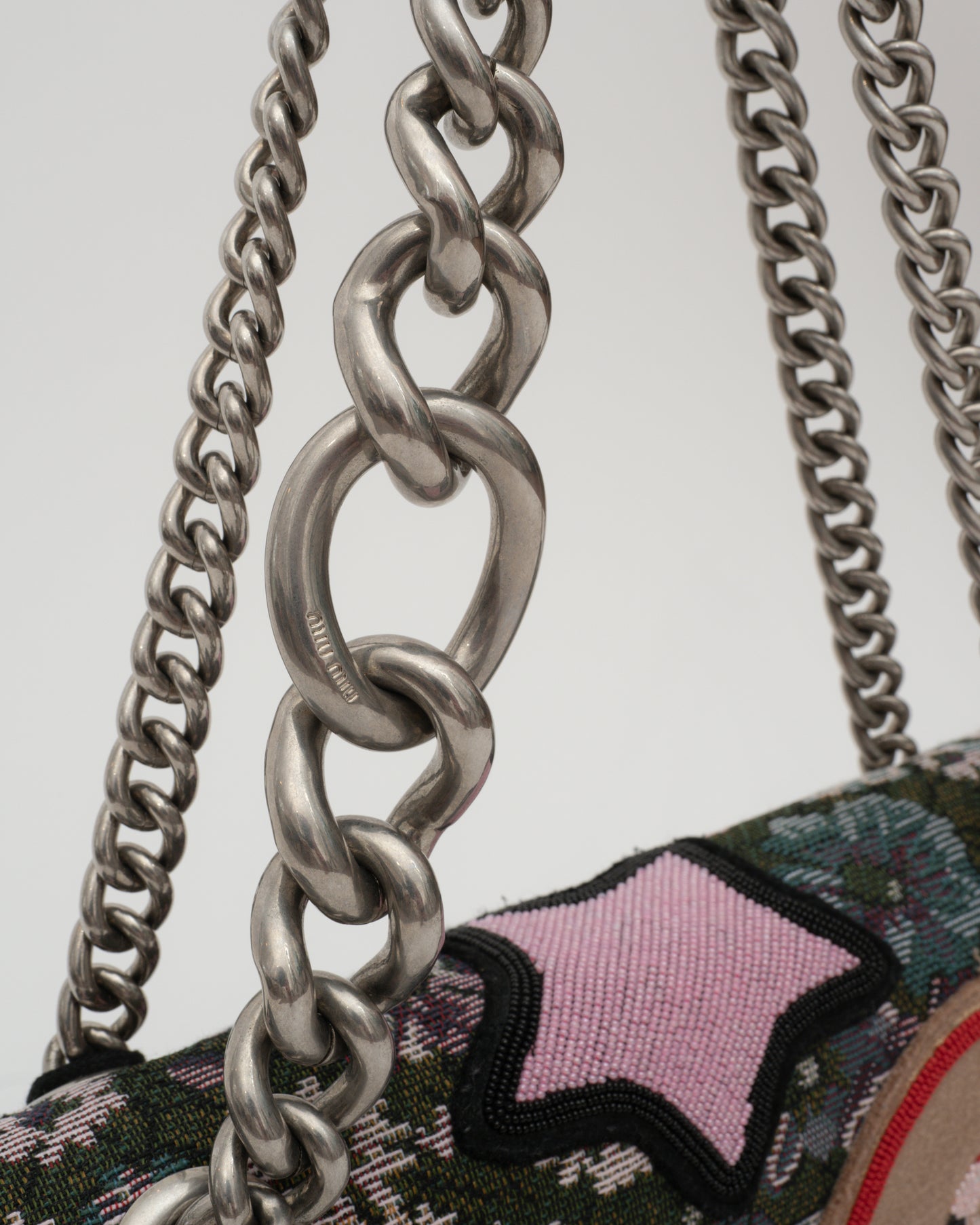 AW2016 MIU MIU Appliqued Floral Jacquard Club Shoulder Bag