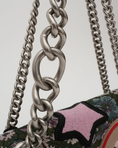 AW2016 MIU MIU Appliqued Floral Jacquard Club Shoulder Bag
